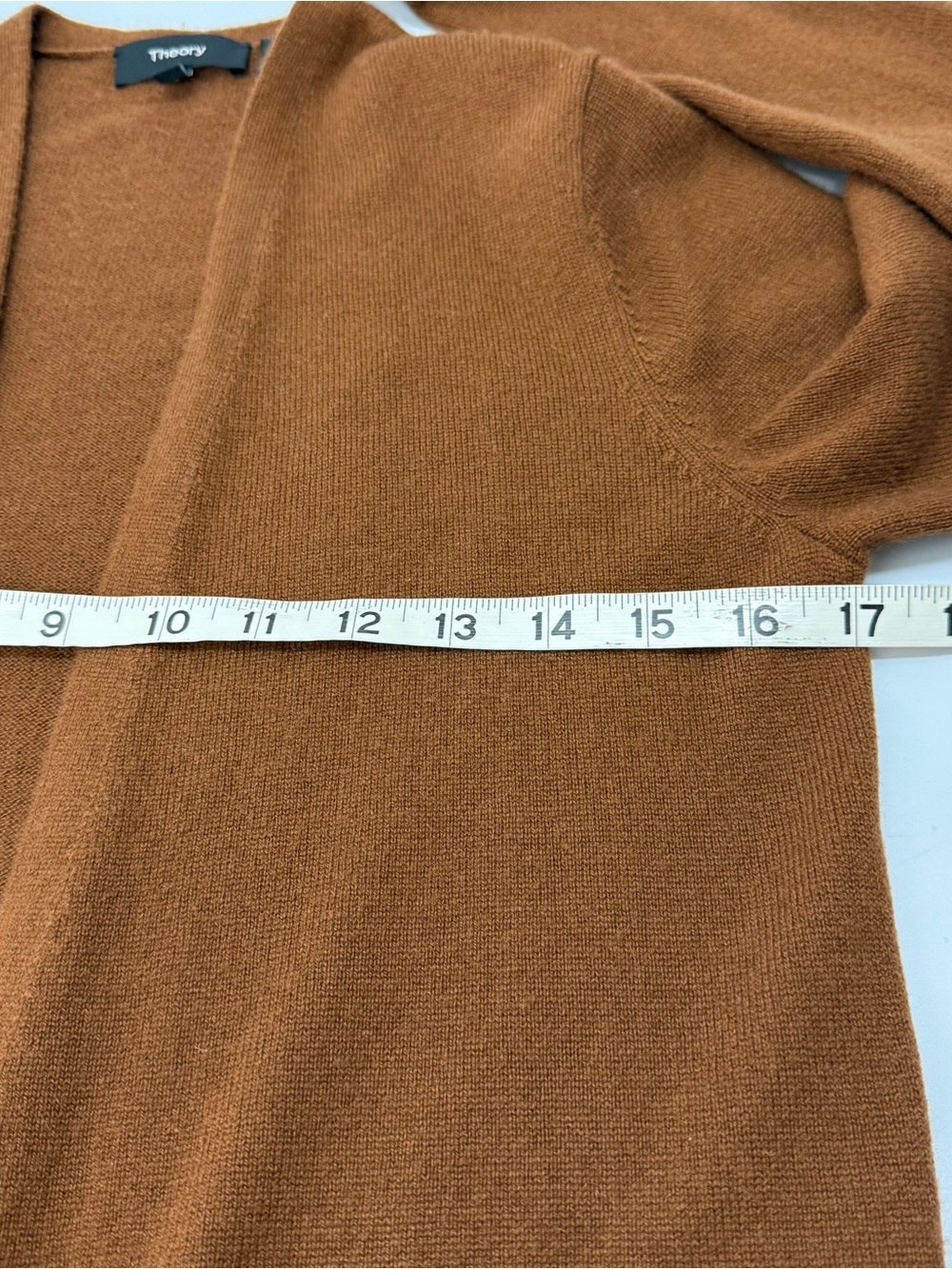 Theory 100% Cashmere Open Front Duster Cardigan Women’s S Brown Pockets - Picture 9 of 12